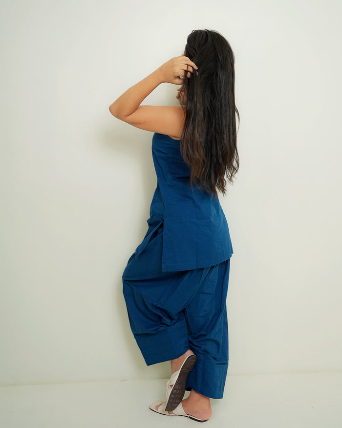 Neerja Peacock Blue Top & Farshi Salwar Co-ord Set