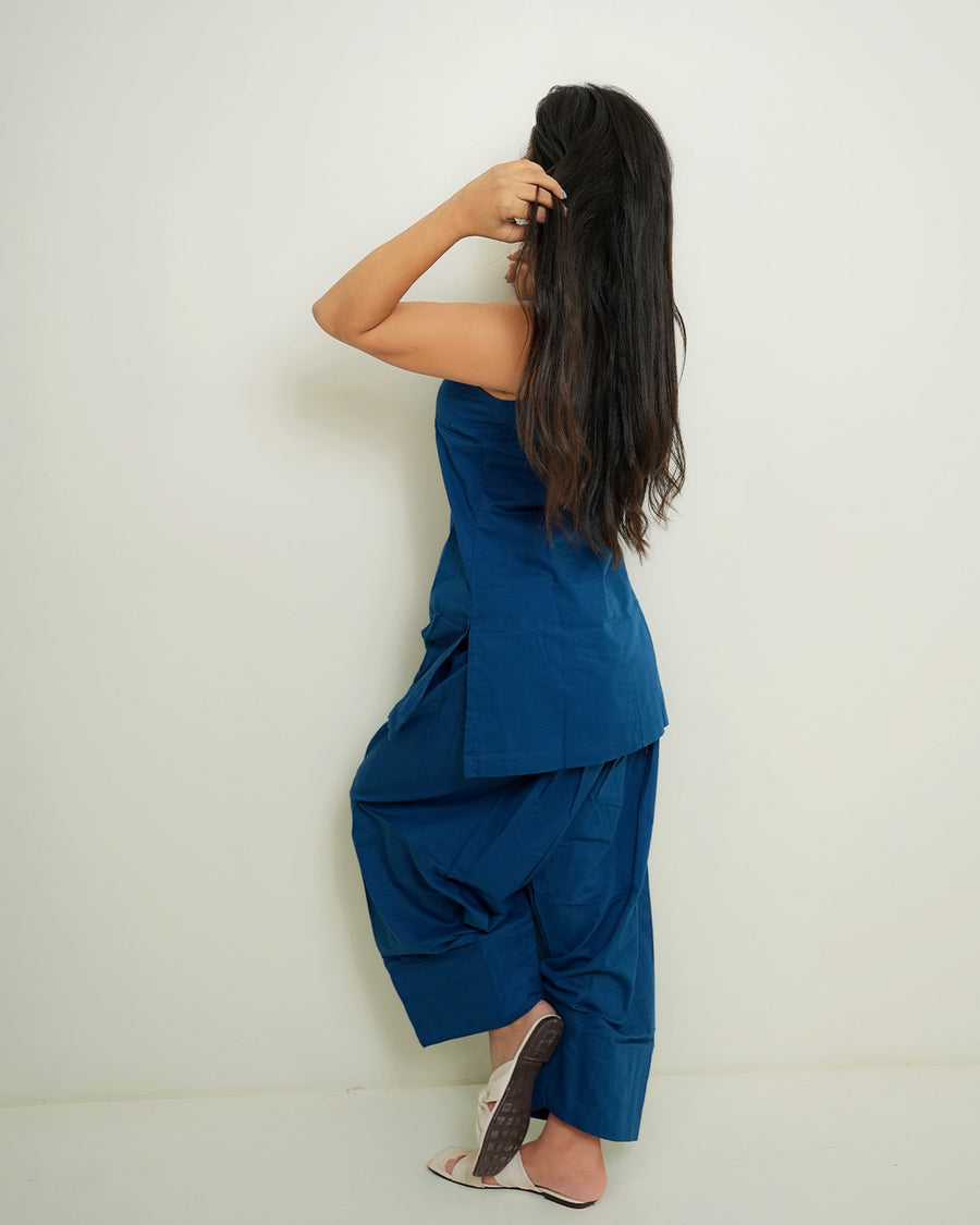 Neerja Peacock Blue Top & Farshi Salwar Co-ord Set