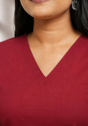 Rangini Red Bell-Sleeve Cotton Short Kurti