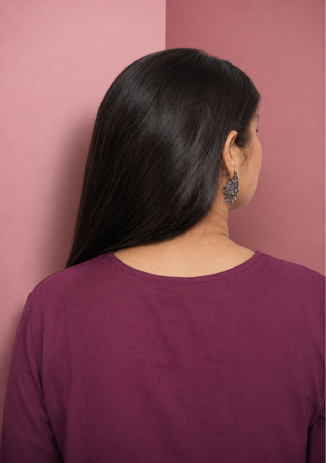 Rangini Magenta Bell-Sleeve Cotton Short Kurti
