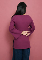 Rangini Magenta Bell-Sleeve Cotton Short Kurti
