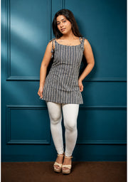 Mehira Indigo Printed Tie-Shoulder Short Kurti