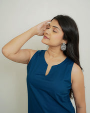 Neerja Peacock Blue Top & Farshi Salwar Co-ord Set