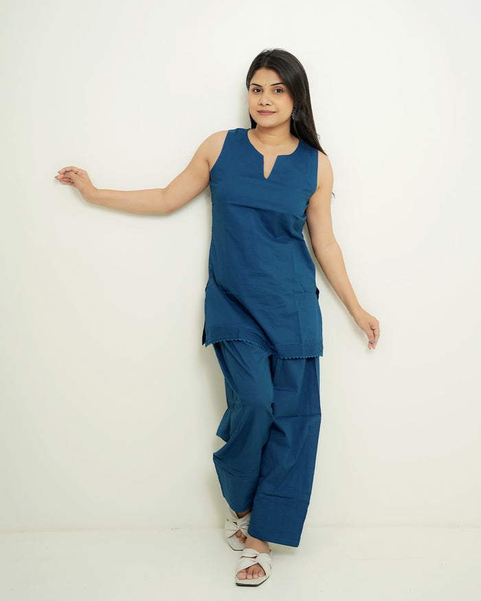 Neerja Peacock Blue Top & Farshi Salwar Co-ord Set