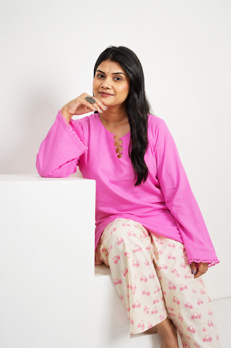Gulabo Pink Bicycle Print Farshi Salwar Co-ord Set