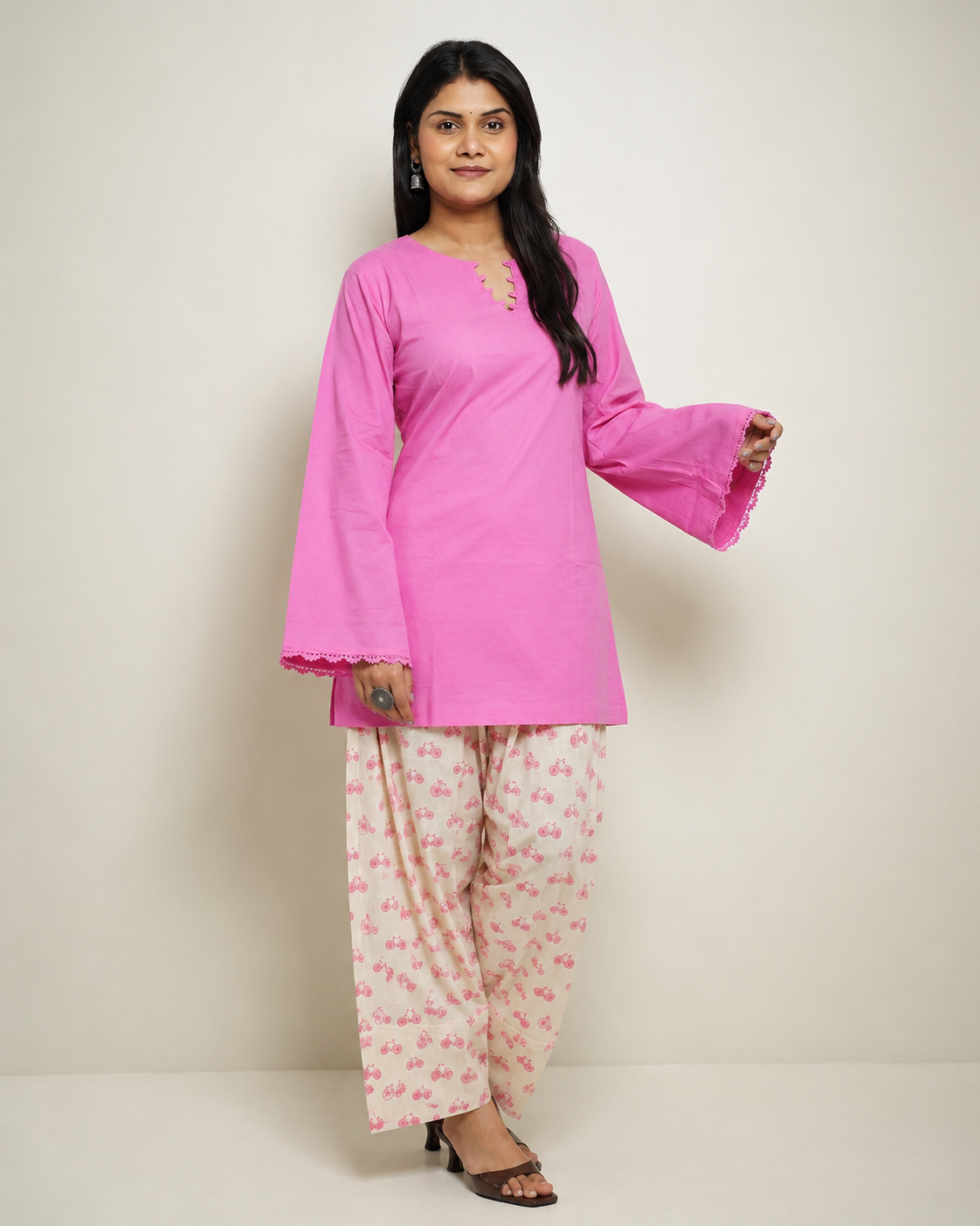 Gulabo Pink Bicycle Print Farshi Salwar Co-ord Set