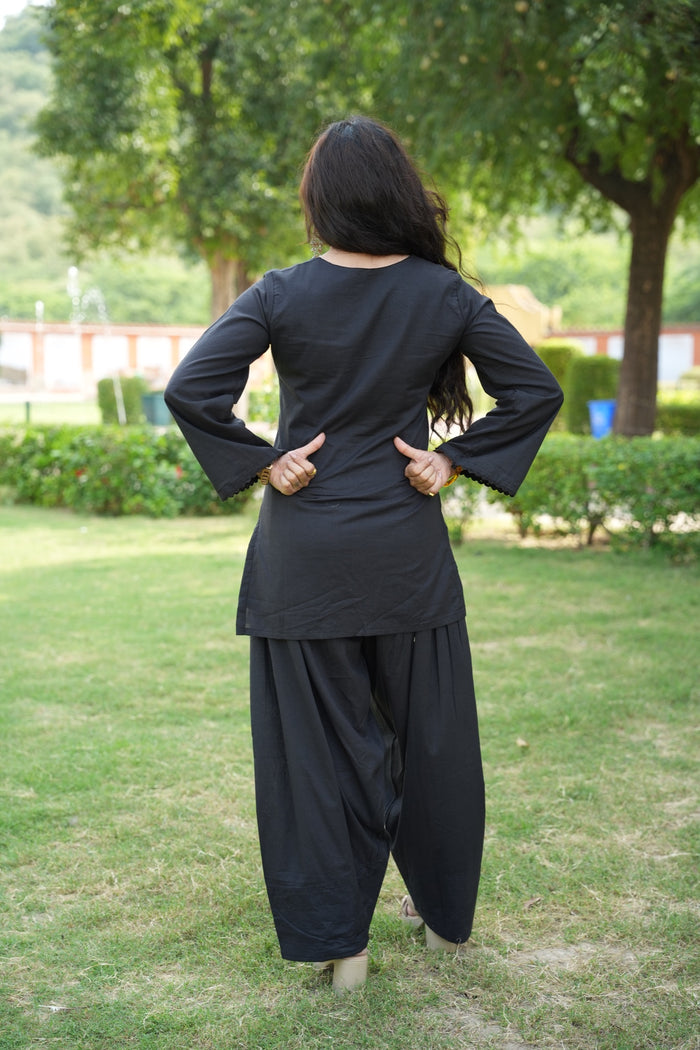 Reva Black Loop-Neck Co-ord Set
