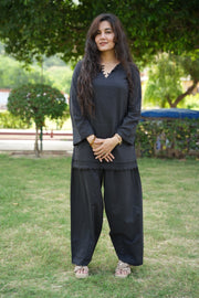 Reva Black Loop-Neck Co-ord Set