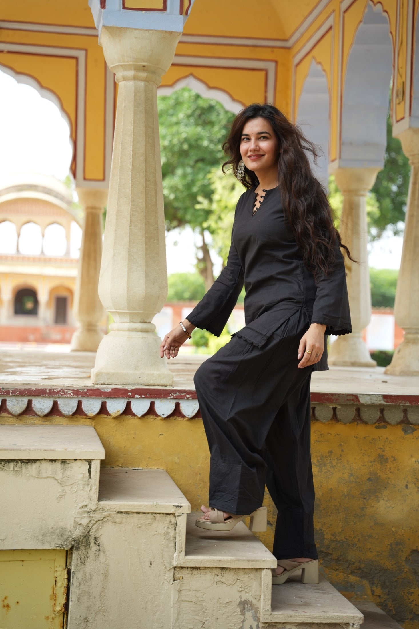 Reva Black Loop-Neck Co-ord Set