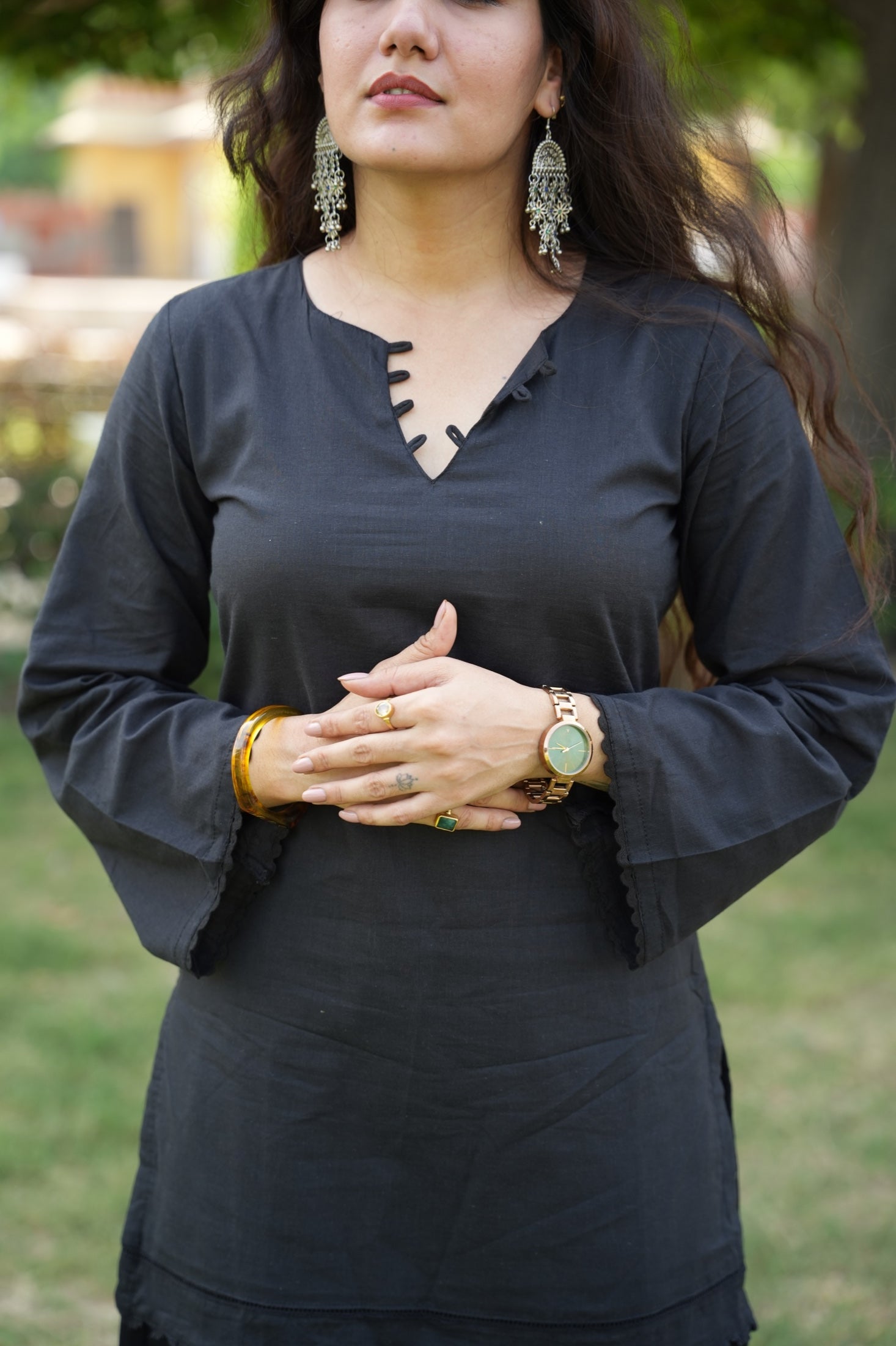 Reva Black Loop-Neck Co-ord Set