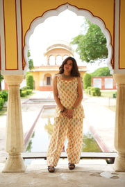 Gulnaar Ivory Floral Tie-Back Co-ord Set