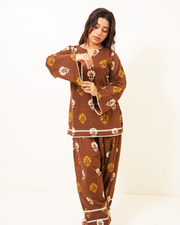 Mahira Cocoa Brown Floral Farshi Salwar Co-ord Set