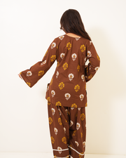 Mahira Cocoa Brown Floral Farshi Salwar Co-ord Set