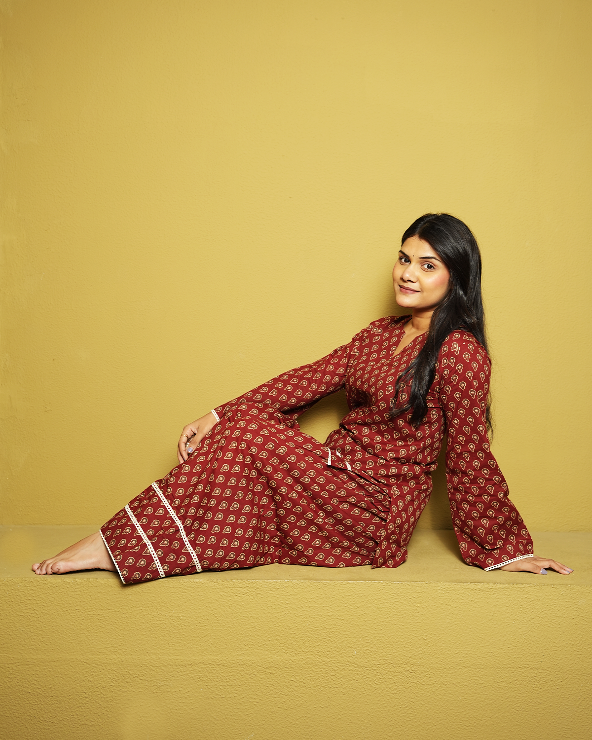 Aarunya Rust Red Jaipuri Buti-Inspired Co-ord Set