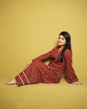Aarunya Rust Red Jaipuri Buti-Inspired Co-ord Set
