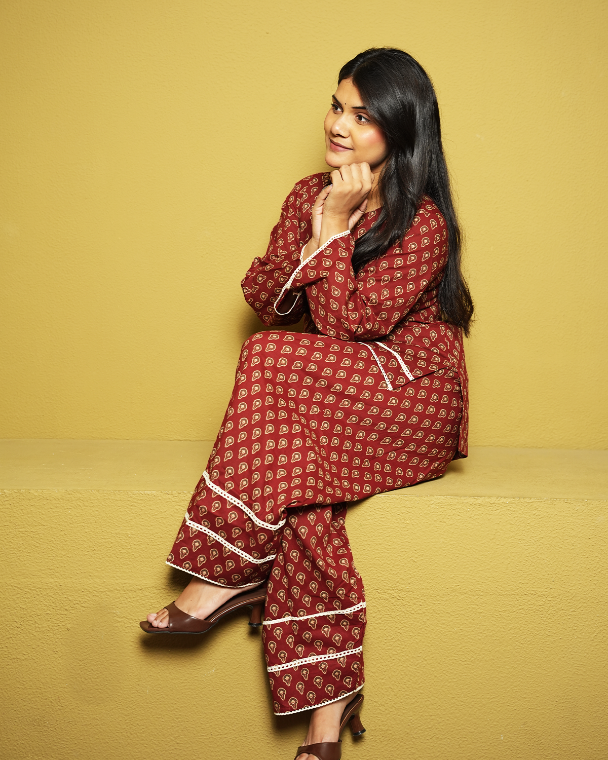 Aarunya Rust Red Jaipuri Buti-Inspired Co-ord Set