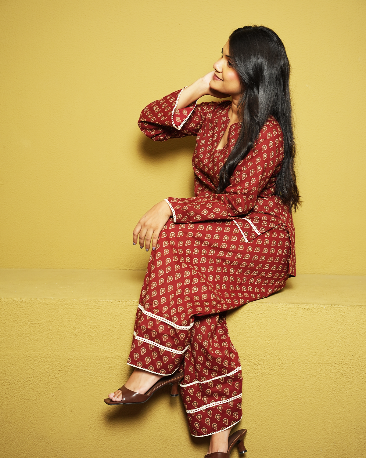 Aarunya Rust Red Jaipuri Buti-Inspired Co-ord Set
