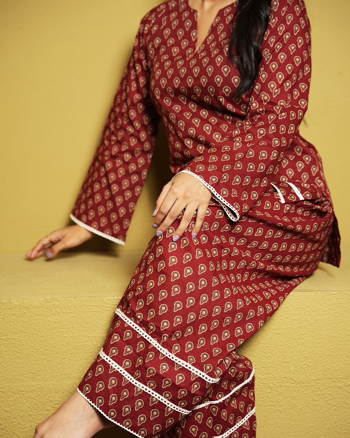 Aarunya Rust Red Jaipuri Buti-Inspired Co-ord Set