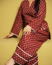 Aarunya Rust Red Jaipuri Buti-Inspired Co-ord Set