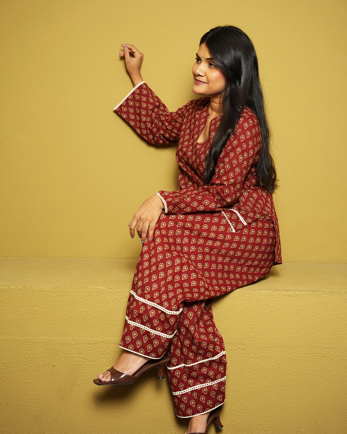 Aarunya Rust Red Jaipuri Buti-Inspired Co-ord Set