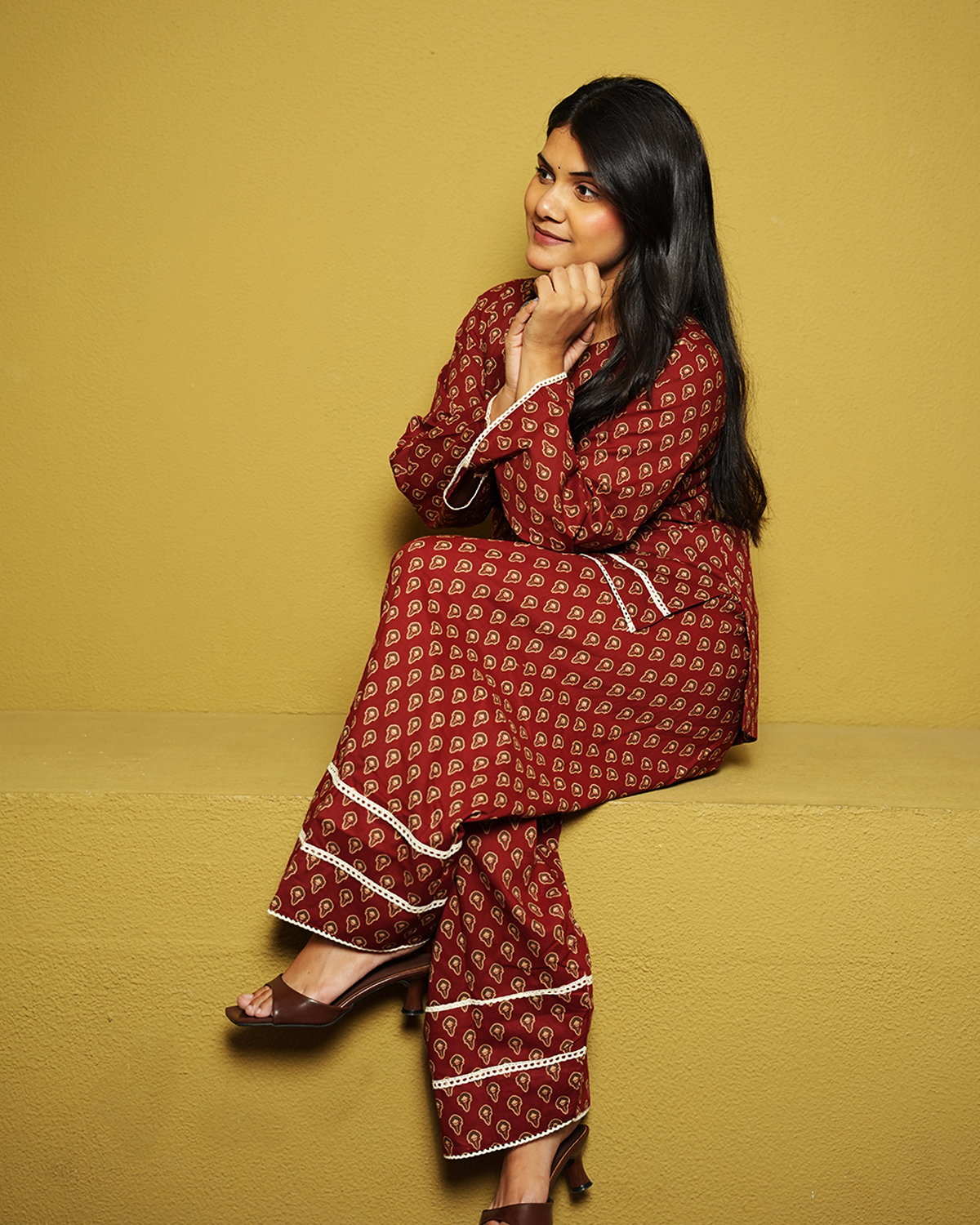 Aarunya Rust Red Jaipuri Buti-Inspired Co-ord Set