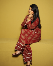 Aarunya Rust Red Jaipuri Buti-Inspired Co-ord Set
