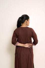Mridula Chocolate Brown Embroidered Anarkali Set