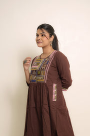 Mridula Chocolate Brown Embroidered Anarkali Set