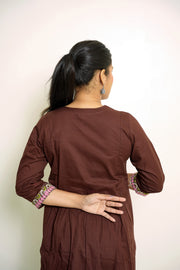 Mridula Chocolate Brown Embroidered Anarkali Set