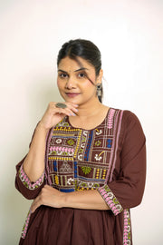 Mridula Chocolate Brown Embroidered Anarkali Set