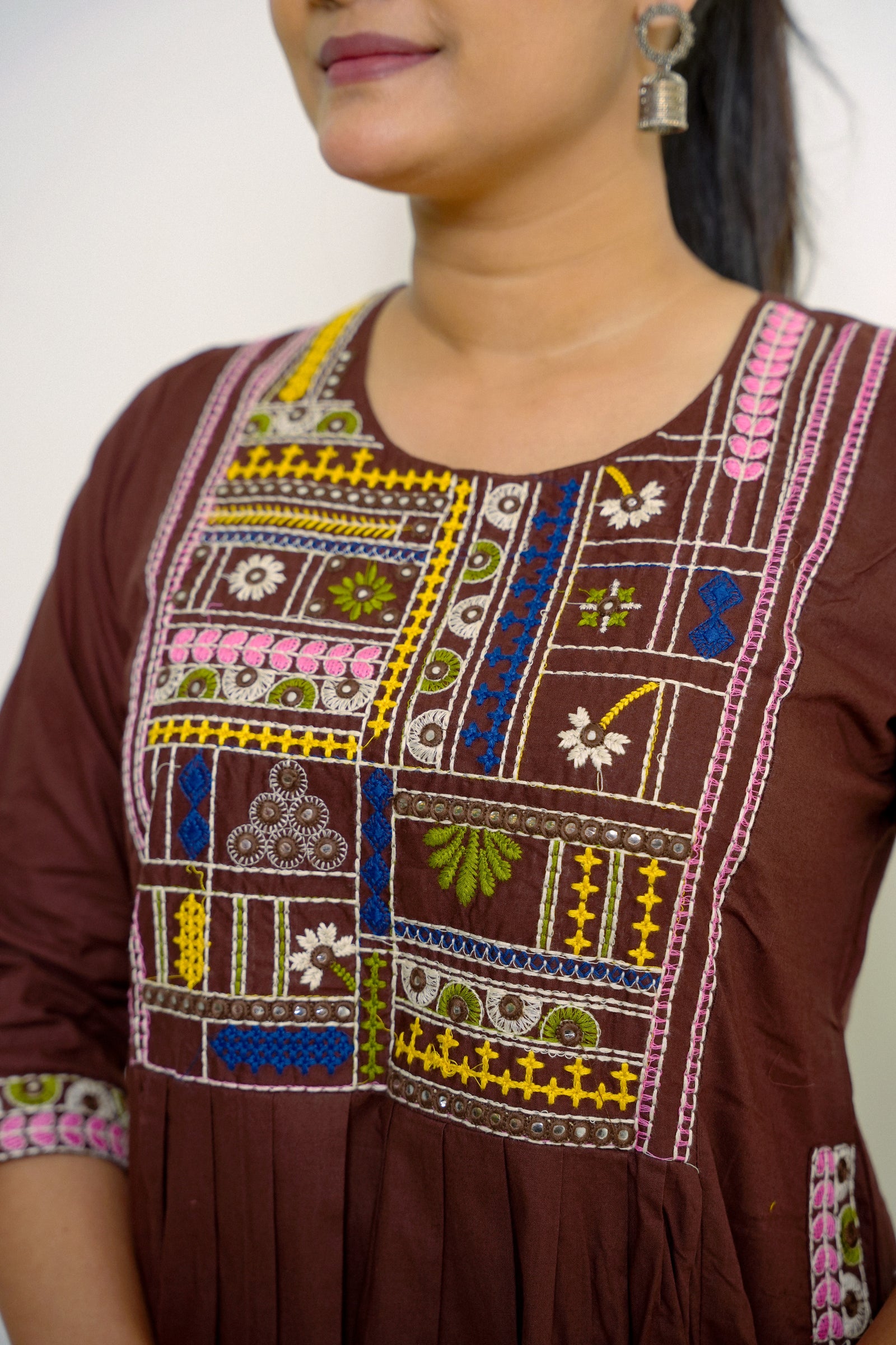 Mridula Chocolate Brown Embroidered Anarkali Set