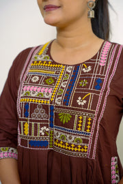 Mridula Chocolate Brown Embroidered Anarkali Set