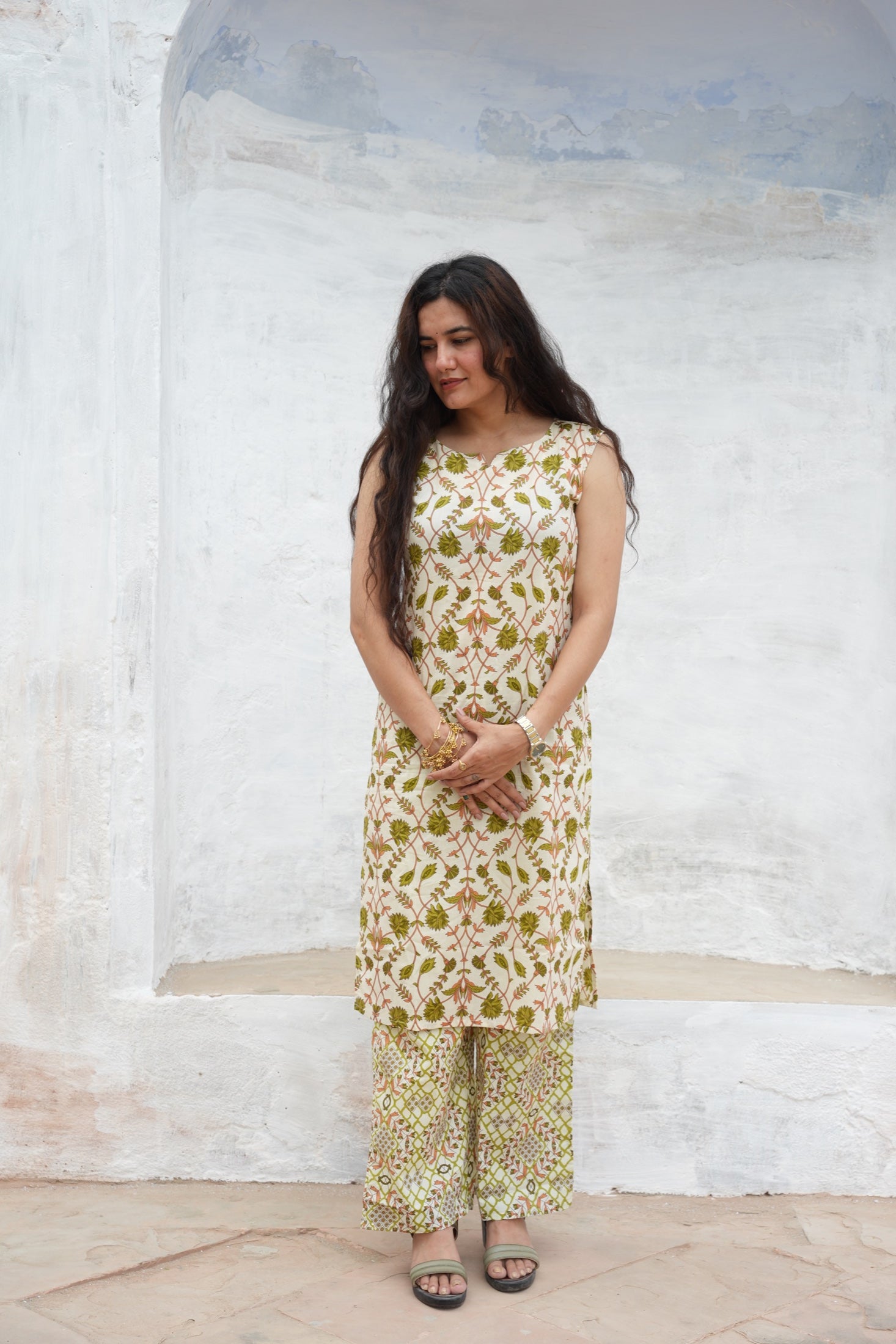 Nirvi Olive Floral Printed Co-ord Set