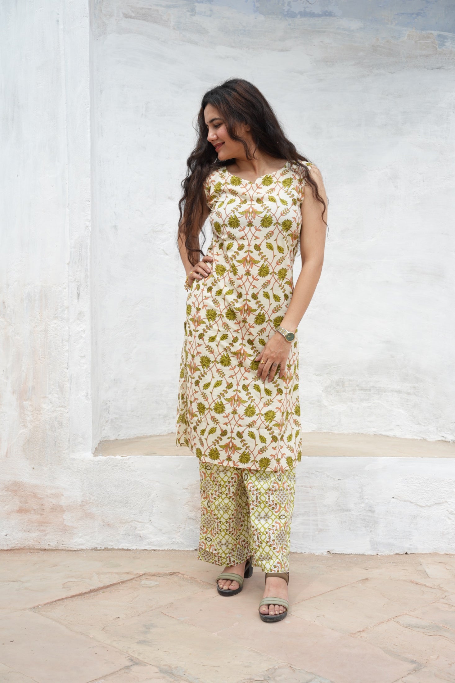 Nirvi Olive Floral Printed Co-ord Set